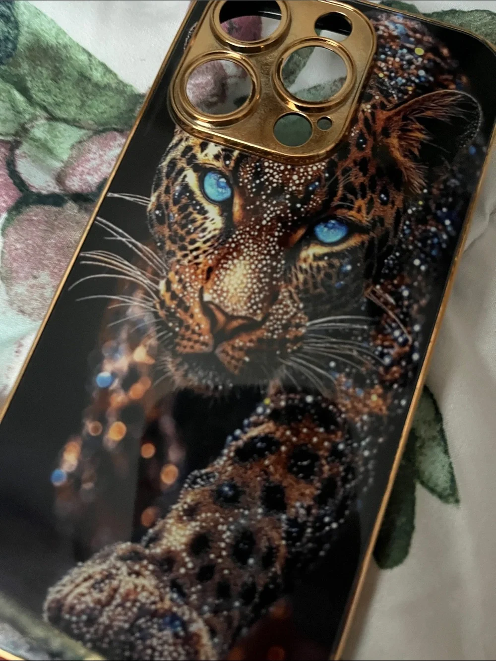 Case for IPhone 16 Pro Leopard Goldtone Tempered Glass